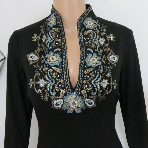 Cache Black Embellished Long Sleeve Dress XS - Picture 2 of 3